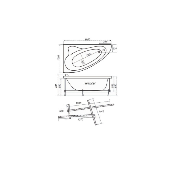 Ванна акриловая Triton Николь 160х100 L