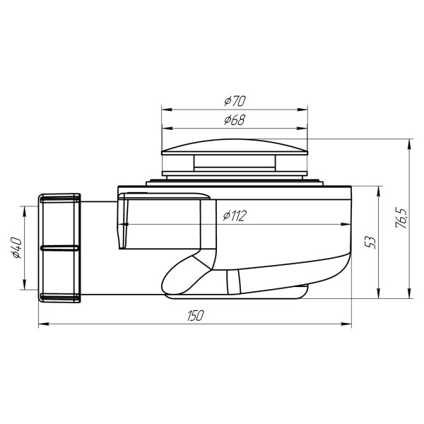 Сифон для душевого поддона АНИ 1 1/2"*50 (h=53мм.) клик-клак (грибок хром) АНИ пласт (E450CLG)