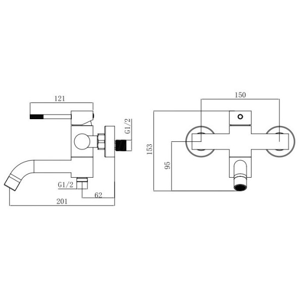 Смеситель для ванны и душа Voda Vessel хром (VSL54) Смеситель для ванны и душа Voda Vessel хром (VSL54)
