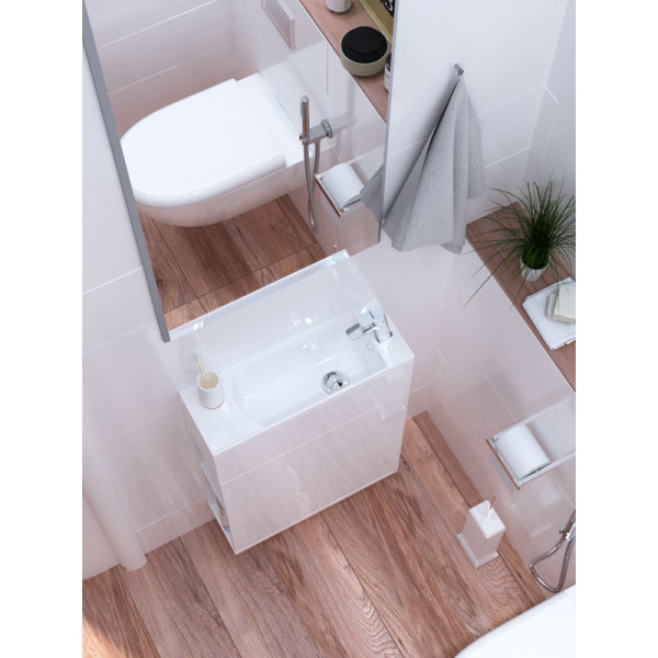 Тумба подвесная 1Marka Stretto 500*210*750 с раковиной, белая (У94716)