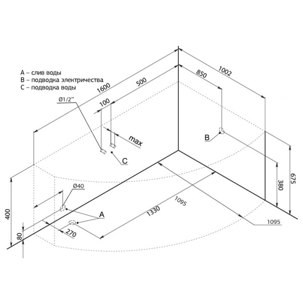 Ванна акриловая Aquanet Jamaica 160х100 R без гидромассажа Ванна акриловая Aquanet Jamaica 160х100 R без гидромассажа