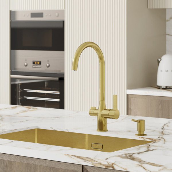 Смеситель для кухни Iddis Pure с каналом для фильтрованной воды золотой (PURMGFJi05)