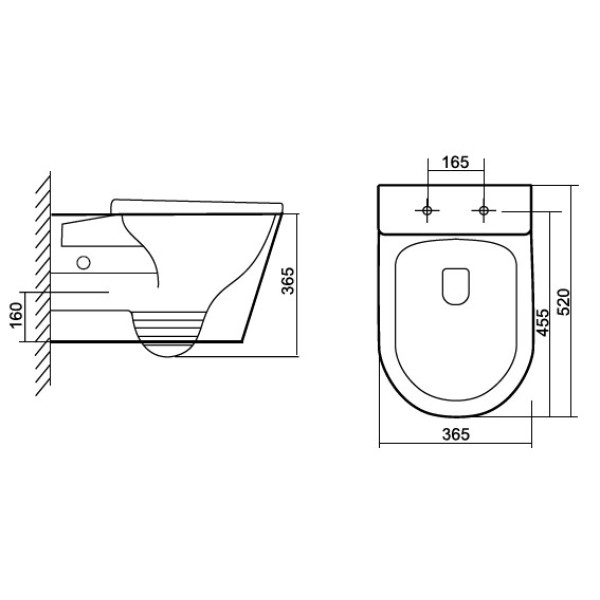 Унитаз подвесной Triton pro Verso 410x520 белый (VO-0832 BIDET)