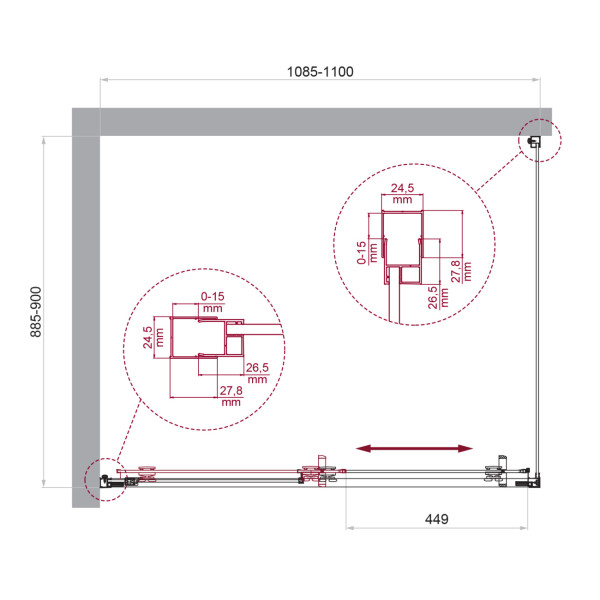 Душевой уголок BelBagno Luce 110x90x195 стекло прозрачное, профиль хром (LUCE-AH-1-110/90-C-Cr)