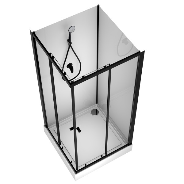 Душевая кабина Loranto Neo 100x100x190 стекло прозрачное, профиль черный (CS-21801-10)