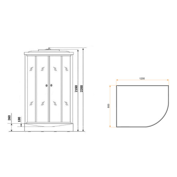 Душевая кабина Eco 80x120 стекло матовое, профиль хром матовый (NG-3324-14L)