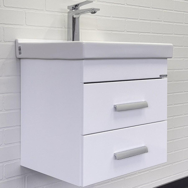 Тумба подвесная с раковиной Comforty Никосия 500x400x520 белый глянцевый (00-00018022)