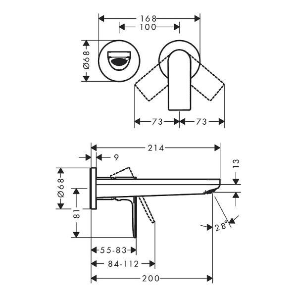 Смеситель для раковины Hansgrohe Rebris E хром (72568000)