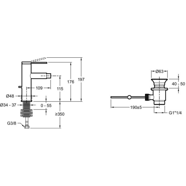 Смеситель для биде Jacob Delafon Grands Boulevards с донным клапаном черный (E77982-4A-BL) Смеситель для биде Jacob Delafon Grands Boulevards с донным клапаном черный (E77982-4A-BL)