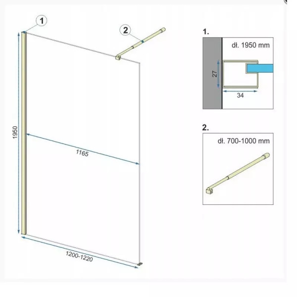 Душевое ограждение Rea Aero 120x195 стекло прозрачное, профиль золото матовое (REA-K4702) Душевое ограждение Rea Aero 120x195 стекло прозрачное, профиль золото матовое (REA-K4702)