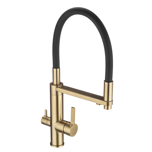 Смеситель для кухни Swedbe Select с каналом для подключения фильтра с гибким изливом золото (8440GO) Смеситель для кухни Swedbe Select с каналом для подключения фильтра с гибким изливом золото (8440GO)