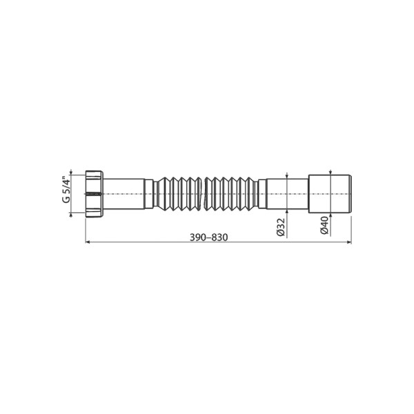 Отвод гофрированный переходной AlcaPlast 1 1/4"x32/40 390-830 A750 c плоской прокладкой (A750)