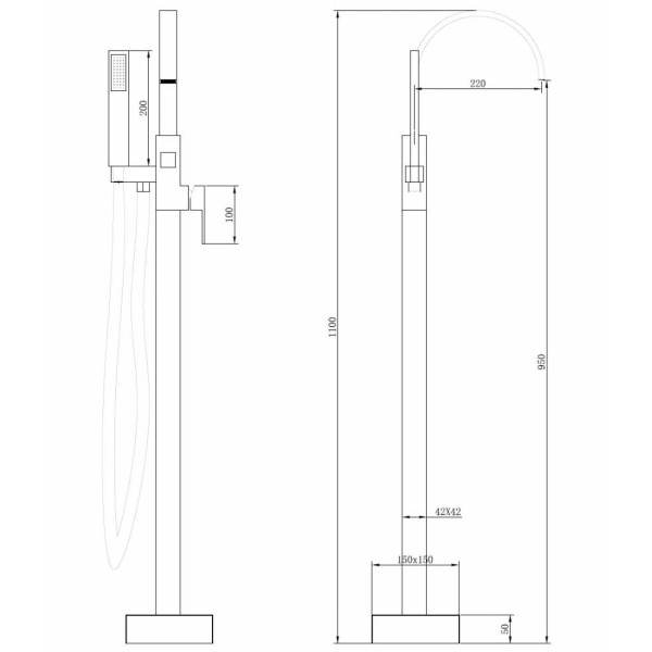 Смеситель напольный Abber хром (AF8615)