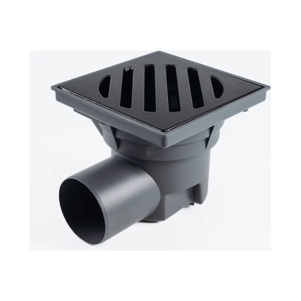 Трап нерегулируемый Fachmann Т 605 PNsP 241x241 горизонтальный выпуск DN 110 с корзинкой и незамерзающим гидрозатвором, решетка чугунная, пластиковый