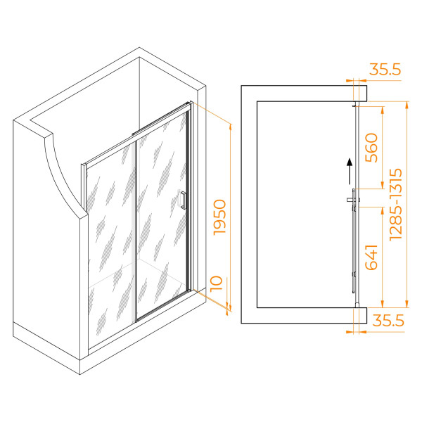 Душевая дверь RGW Passage 130x195 стекло прозрачное, профиль черный (350801713-14)