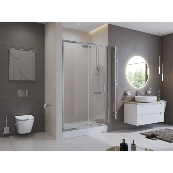 Душевые двери BelBagno Uno-195 155x195 стекло прозрачное, профиль хром (UNO-195-BF-1-155-C-Cr)