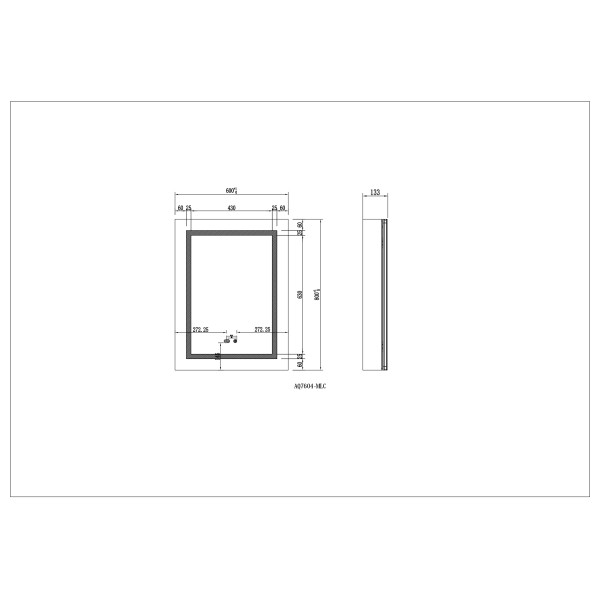 Шкаф зеркальный алюминиевый Aquatek с подсветкой 600x800x133 антизапотевание (AQ7604-MLC)