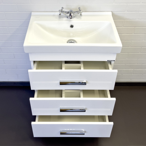 Тумба напольная Comforty Монако 600x860x400 белый глянцевый с раковиной (00-00001499)