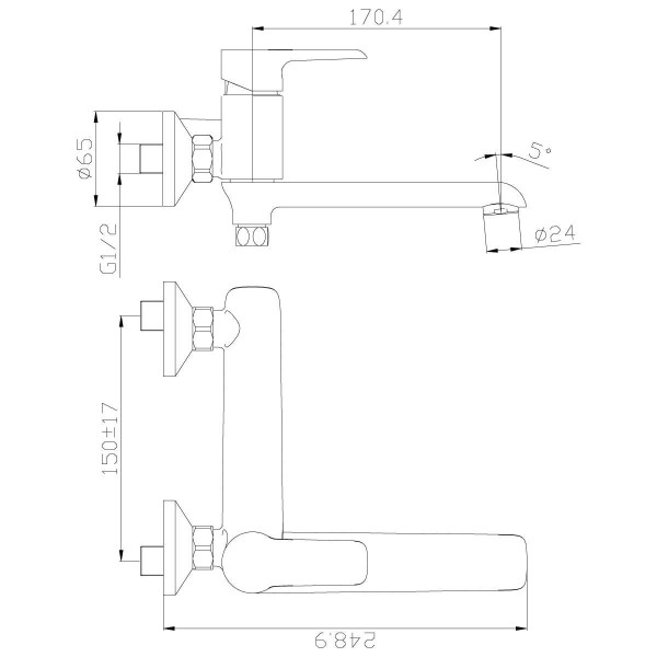 Смеситель для ванны и душа Rossinka W35-33 с душевым комплектом (W35-33)