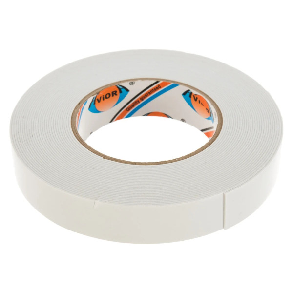 Лента клейкая двусторонняя на вспененной основе Aviora 25 мм х 10 м (белая) (302-021)