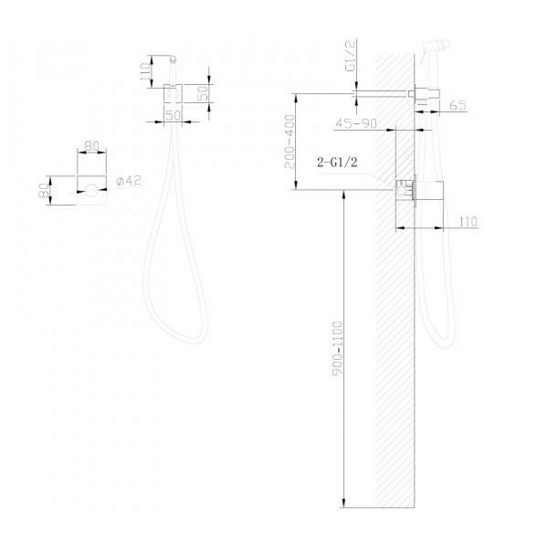 Смеситель с гигиеническим душем Abber Rund Золотой (AF8725G)