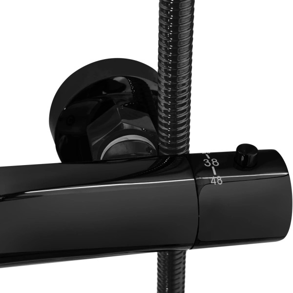 Душевая система термостат с изливом Rea Lungo Black metallic (REA-P8763)