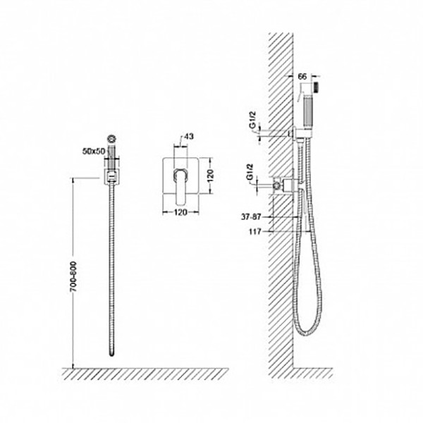 Смеситель с гигиеническим душем Timo Torne черный, встраиваемый (4389/03SM)