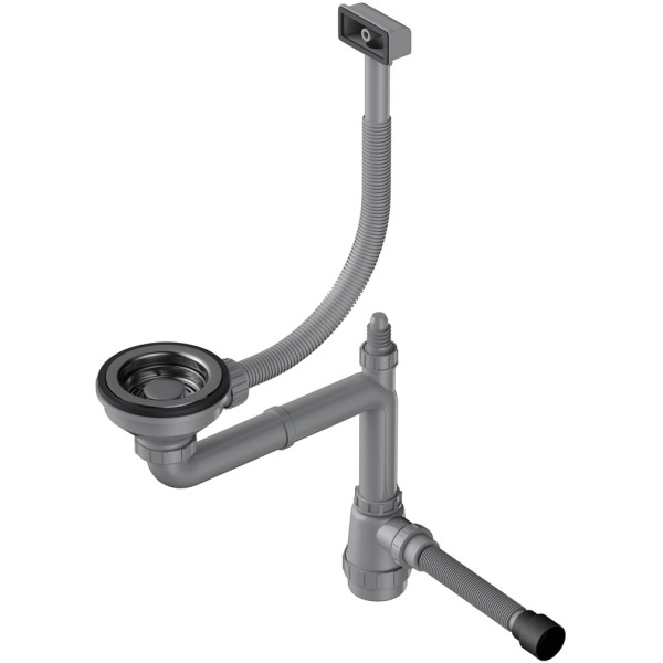 Сифон для одночашевых моек Omoikiri со скрытым переливом WK-1-S-GM вороненая сталь (4956492)