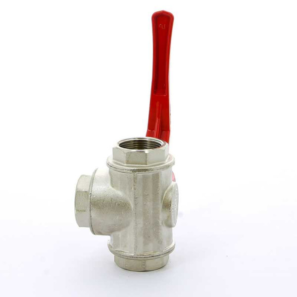 Кран Itap 1 1/4" шаровый трёхходовой L-порт (красная ручка-рычаг) (1280114L)