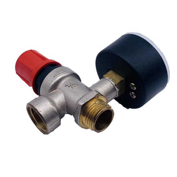 Клапан предохранительный с манометром RBM 1/2"ВН 2,5 бар (354.04.30) Клапан предохранительный с манометром RBM 1/2"ВН 2,5 бар (354.04.30)