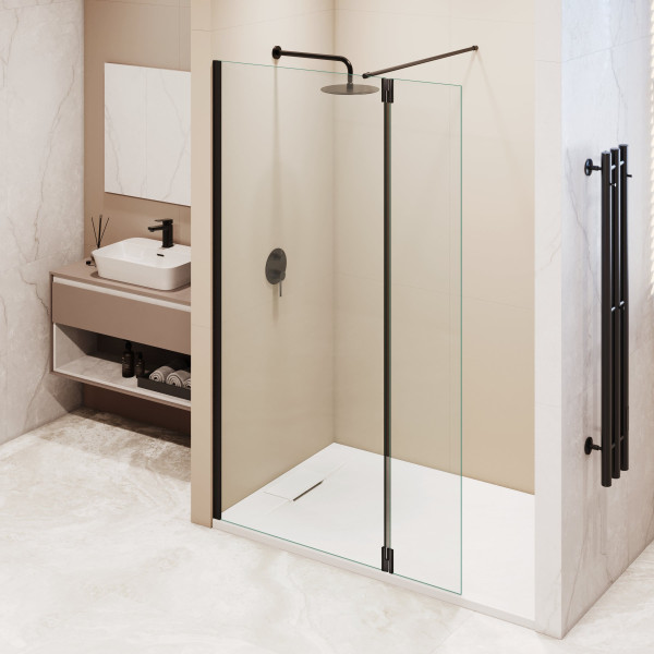 Душевая перегородка RGW WA-051B (WA-010B + Z-071B) 1200 стекло прозрачное, профиль черный (351005123-14)