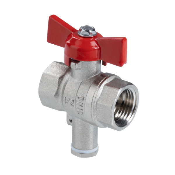 Кран 1/2"хМ10 ВВ шаровый Valtec Стандарт никелированный (ГОСТ) для подключения датчика температуры (красная бабочка) VT.128.N.04 Кран 1/2"хМ10 ВВ шаровый Valtec Стандарт никелированный (ГОСТ) для подключения датчика температуры (красная бабочка) VT.128.N.04