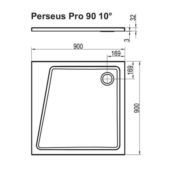 Душевой поддон Ravak Perseus Pro 90x90x32 белый (XA057701010)