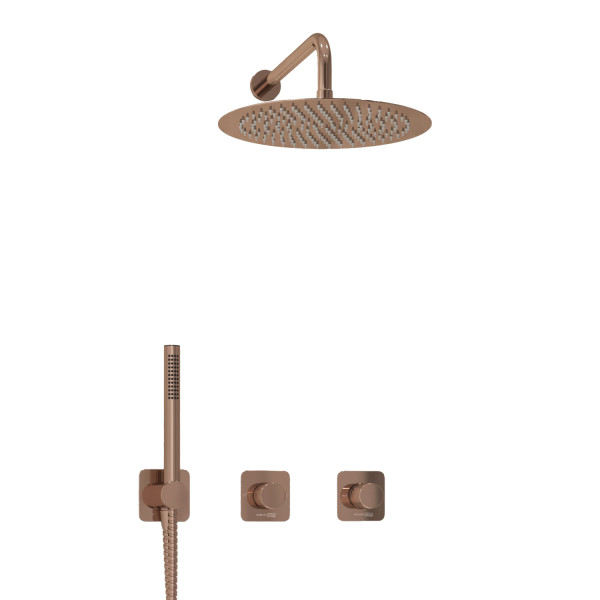 Смеситель для душа встраиваемый с верхней душевой насадкой и лейкой WasserKRAFT розовое золото (A8851.309.338.330.290.292.291)