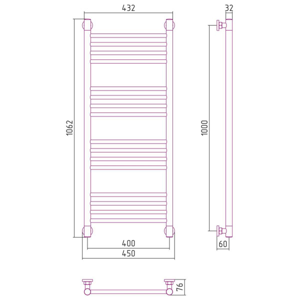 Полотенцесушитель водяной Сунержа Богема+ прямая 1000х400 золотой (03-0220-1040)