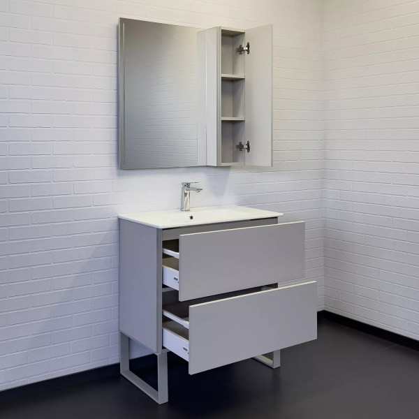 Тумба подвесная с раковиной Comforty Бильбао 800x465x850 серый шёлк (00-00017176)