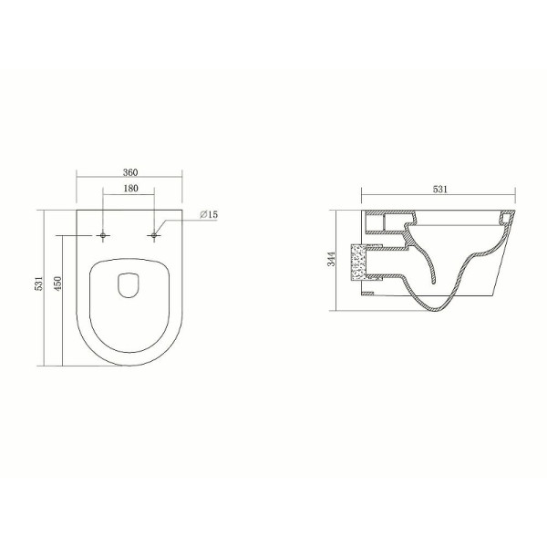 Унитаз подвесной Aquatek Бетта безободковый, тонкое сиденье Termodur с Soft Close (AQ1253W-00)