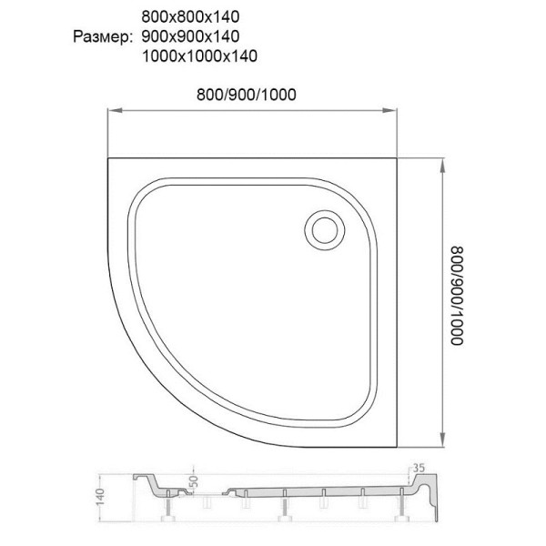 Душевой поддон Veconi TZ01 90x90 (TZ01-90PL-01-19C1)