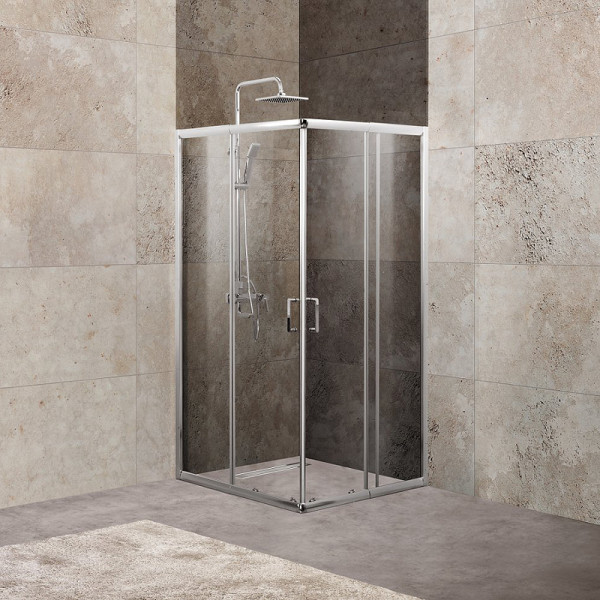 Душевой уголок BelBagno Unique 75x75x190 стекло прозрачное, профиль хром (UNIQUE-A-2-75/90-C-Cr)