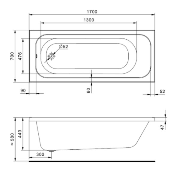 Ванна акриловая Santek Ламма 170x70 белая
