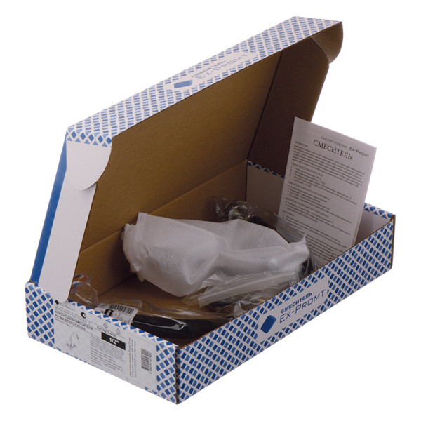 Смеситель для кухни Ex-promt Cross с гибким изливом, хром (Ex102.2-01 blue)
