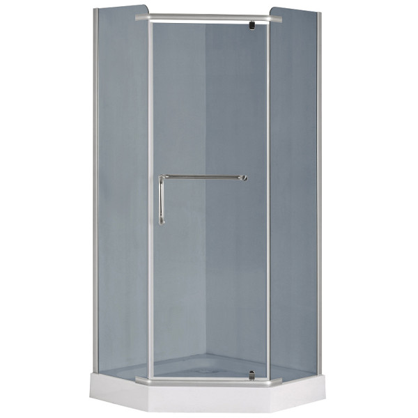 Душевое ограждение Loranto 100x100x200 стекло прозрачное с узором, профиль cатин (CS-816S B 10 (GRAY))