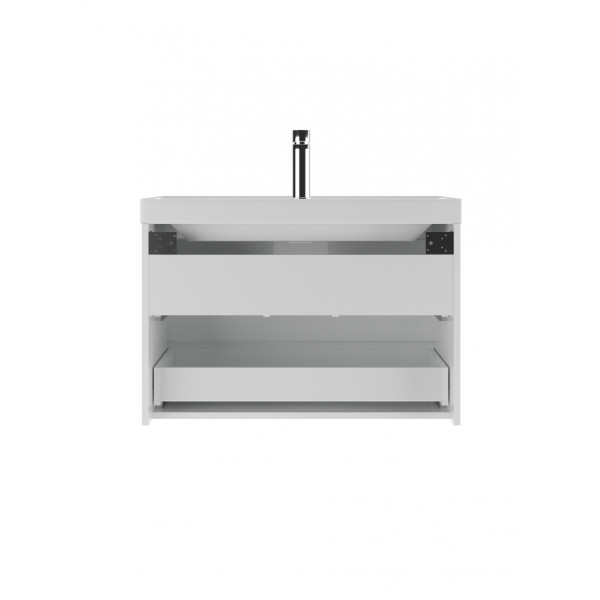 Тумба подвесная под умывальник Bazis 80 Веста с двумя ящиками В2 Айсберг Домино (DV5917T)