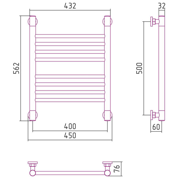 Полотенцесушитель водяной Сунержа Богема+ прямая 500х400 хром (00-0220-5040) Полотенцесушитель водяной Сунержа Богема+ прямая 500х400 хром (00-0220-5040)
