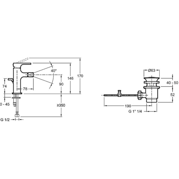 Смеситель для биде Jacob Delafon Strayt mini с донным клапаном хром (E8777-CP) Смеситель для биде Jacob Delafon Strayt mini с донным клапаном хром (E8777-CP)
