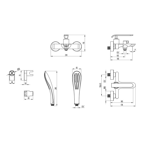Смеситель для ванны и душа Lemark Melange хром (LM4934CW)
