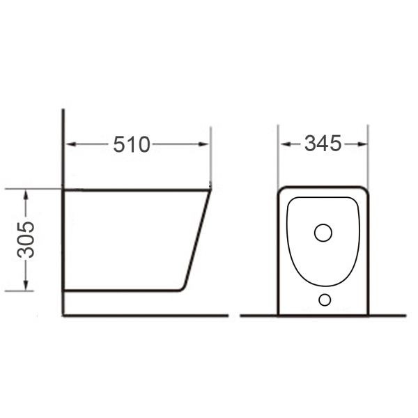 Биде подвесное Soli 510*340*300 белое (TK-304)