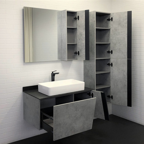 Тумба подвесная с раковиной Comforty Эдинбург 900x520x540 дуб светлый/черный (00004149881)