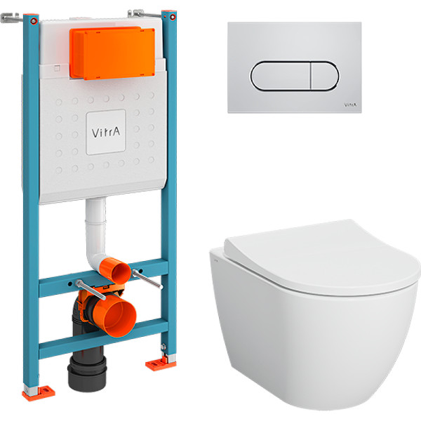 Комплект инсталляция с унитазом Vitra Mia Round с сиденьем микролифт и клавишей хром глянцевый (9873B003-7201) Комплект инсталляция с унитазом Vitra Mia Round с сиденьем микролифт и клавишей хром глянцевый (9873B003-7201)