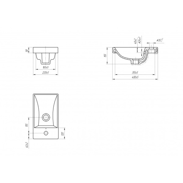 Раковина встраиваемая Cersanit Moduo 40x22 (UM-MOD40/1)